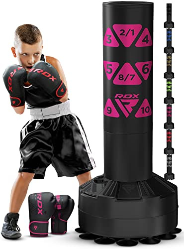 RDX Jugend Freistehender Boxsack 4ft Junior Standboxsäcke Trainingshandschuhe, MMA, Kickboxen,Boxen, Kampfsport, Muay Thai, Boxpartner, Punchingsäcke, Tumbler Boxsäcke Saugfuß (MEHRWEG)