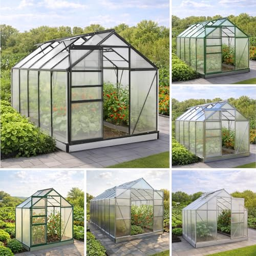 BRAST Gewächshaus Aluminium mit Fundament | TÜV geprüft | 42 Modelle | 130x190x195cm - 490x250x235cm, 6mm Hohlkammerplatten, rostfrei wetterfest temperaturbeständig | 310x190x195cm Grau
