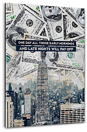 Hustling Sharks® Motivationsbilder als XXL Wandbild IT WILL PAY OFF - Hochformat (Acrylglasbild, 40 x 60 cm), Büro Bilder, Wandbilder mit Sprüchen, Bilder Erfolg, Kunstdruck