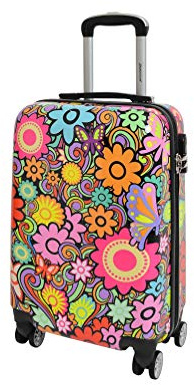 A1 FASHION GOODS Koffer mit 4 Rädern, mehrfarbig, Blumendruck, Polycarbonat, Hartschale, Gepäck, leichte Reisetaschen, Orchidee, mehrfarbig, Cabin | 55x36x20cm/ 2.30KG, 36L, Koffer
