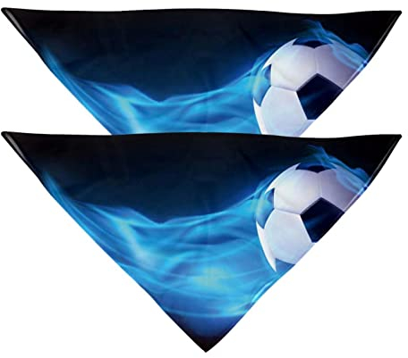 Hunde-Halstuch, Motiv: fliegender Fußball, blaue Flamme, für Mädchen, Jungen, Haustier-Lätzchen, Halstuch, waschbar, Zubehör für kleine, mittelgroße und große Hunde, Welpen, Katzen, Haustiere, 2 Stück