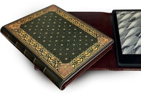 Book Cover for Any eReader with a 6 to 6.8 Inch Screen or 7.5 to 5.1 Inches in Size. Fits Any e-Book Reader Including kobo, Nook, Kindle, Paperwhite, Sony, storytel. (Ornate Green)