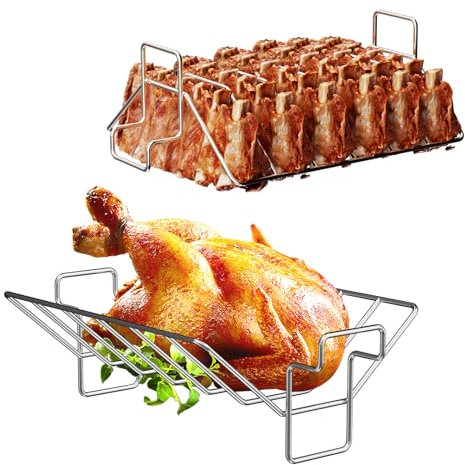 BBQ Future Truthahnständer und Rippenrost zum Grillen und Räuchern, Edelstahl, Doppelzweck, Truthahn-Bräter für Big Green Egg Zubehör, 45,7 cm Grills oder Kamado Joe