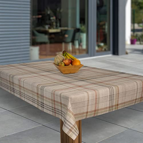 laro Wachstuch-Tischdecke Abwaschbar Garten-Tischdecke Wachstischdecke PVC Plastik-Tischdecken Eckig Meterware Wasserabweisend Abwischbar, Muster:Karo Beige, Größe:110x110