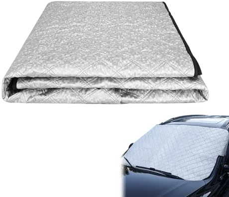 Helweet Couverture Pare-Brise Avant Voiture, Bache Pare Brise Voiture, Repliable Bâche Pare Brise pour Voiture, pour Bache Voiture Anti Givre et Neige, UV, Poussière, Pluie (140 x 95cm)