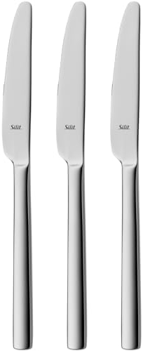 Silit Trend Menümesser Set 23,6 cm, 3-teilig, Tafelmesser poliert, Edelstahl, rostfrei, geschmiedete Messer, Wellenschliff, langlebig, kratzbeständig, spülmaschinenfest