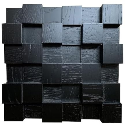 9er Set - IG Acoustics Akustik Diffusor 2D 500 – 9 Stück 30x30cm - Akustik Diffusor - Wandpaneel aus Holz - Akustikpaneel (Schwarz)