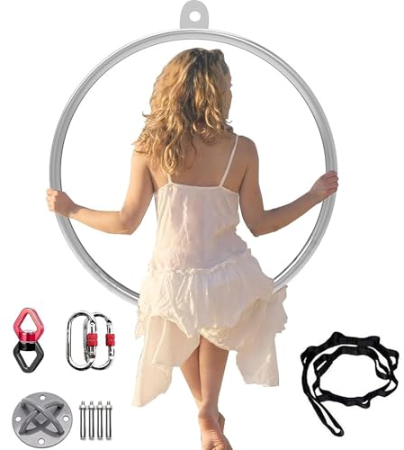 Qiang Aerial Hoop,Aerial Yoga Ringe Edelstahl Single Point Hoops Circus Für Anfänger Und Profis,Aerial Ring Kit Mit Rigging-Tragetasche,Aerial Yoga-Ausrüstung,Diameter-100cm(39-3/8)