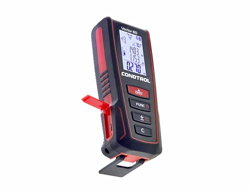 CONDTROL - Telémetro VECTOR 80 - Alcance de 0,05 a 80 metros - Medición precisa continua - Láser rojo - Bluetooth - Garantía de 2+1 años - Se entrega con accesorios