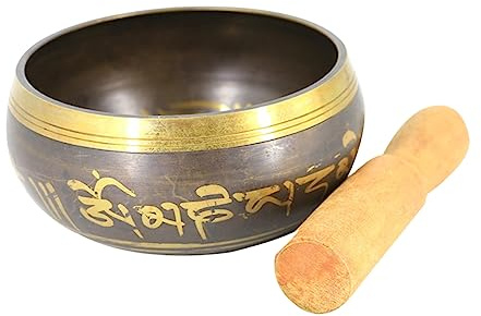 Bol chantant tibétain Bol à sculpter Bol chantant Striker Cuivre Alto Sax Bouchon d'extrémité Frein en caoutchouc Bols de chakra sous vide Bols chantants du Tibet Prop Bol de méditation tibétain Nép