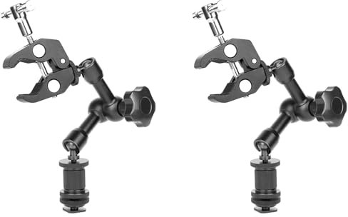 Pyugxab Lot de 2 bras magiques articulés de 17,8 cm - Pince de serrage réglable pour appareil photo reflex numérique