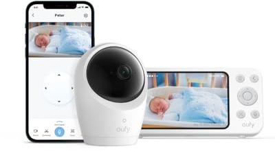 eufy Monitor de bebé E20 con cámara 2K, Wi-Fi híbrido y sin conexión Wi-Fi, control de aplicación y monitor, visión nocturna ultra clara, panorámica, zoom 4x, cámara portátil con batería integrada,