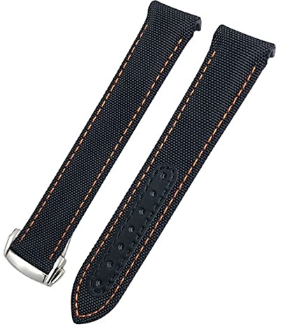 Svapo 20 mm Canvas-Leder-Armband für Omega Seamaster 300 Speedmaster AT150 Planet Ocean Nylon-Uhrenarmband(C)