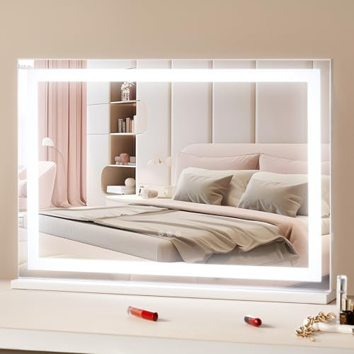 VEVOR Specchio per Trucco con Lampadine LED Porta USB Specchio per Trucco 3 Modalità di Illuminazione a Colori con Specchio Ingranditore 5X Rimovibile Controllo a Tocco Rotazione a 360° 797x547mm