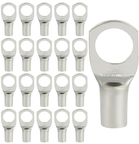 20 Capicorda ad Anello SC16-10,Rame Stagnato, 16mm² M10 | Alta conducibilità per batterie | inverter, moto, auto e impianti elettrici