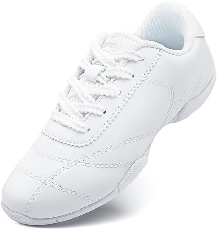 Stelle Cheer Shoes Girls White Cheerleading Dance Shoes Youth Athletic Training Tennis Sneakers for Competition Sport (White,6ML)
