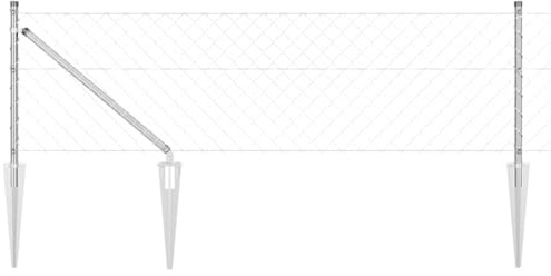 vidaXL chain link fence with 7 tip posts 0.4 x 10m galvanised steel