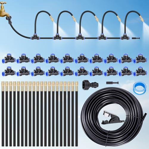 Kit Impianto di Irrigazione, 2025 Nuovo Impianto di Irrigazione, Impianti di Irrigazione per Piante da Esterno, Impianto di Irrigazione da Giardino con Ugello Regolabile e Pieghevole (20M)