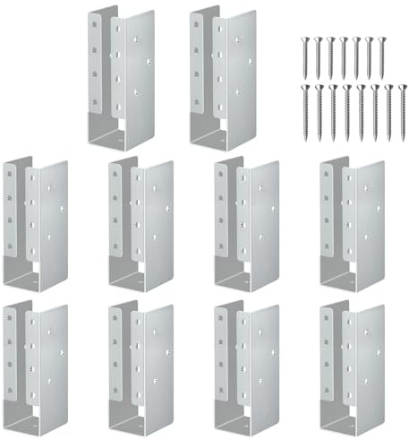 Gawicpy Concealed Stainless Steel Joist Hangers, (10-30PCS), 2x6, 4x6, 4x8 with Screws, Outdoor Trim Concealed Flanges, for Beam,Swing, Handrail,Fence (10 Pack, 2×6)
