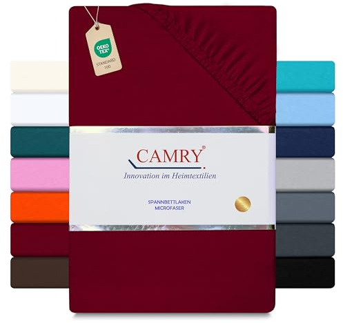 Camry Spannbettlaken 140x200 cm Bordeaux Mikrofaser Spannbetttuch Oeko Tex Zertifiziert