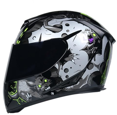 Casco Da Moto Integrale Caschi Integrali Retrò Con Doppia Visiera Caschi Cross E Off-Road Casco Di Sicurezza Per Motociclisti Omologato ECEDOT Per Adulti Uomini Donne O,S:55-56CM