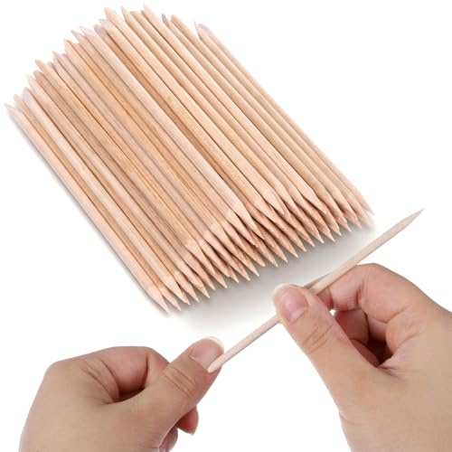 HJZHII 200 st orange pinnar för naglar, 10 cm trä nagelbandspinnar dubbelsidig nagelbandspinnare borttagare, engångsmanikyr pedikyrverktyg, nagelband, pinne för naglar hemsalong ögonbryn