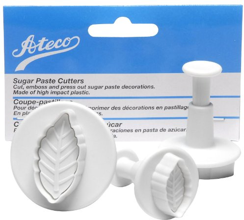 Ateco Set of 3 Sugar Paste Narrow Leaf Cutters, BLUE,WHITE