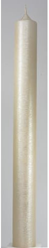 Kommunionkerze Champagner-Farbe mit Perlmuttstrultur 40 x 4 cm - 8639 - Kerze zur Kommunion - Taufkerze 400x40 mm - Konfirmationskerze, Kerzenrohling zum verzieren und basteln mit Dornloch.