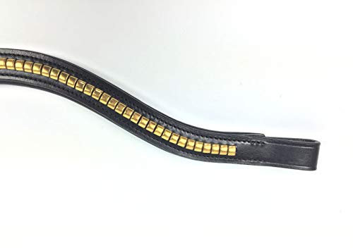 Stirnriemen Stirnband für Trensen mit goldfarbenen Clincer geschwungen sehr edel 40 cm