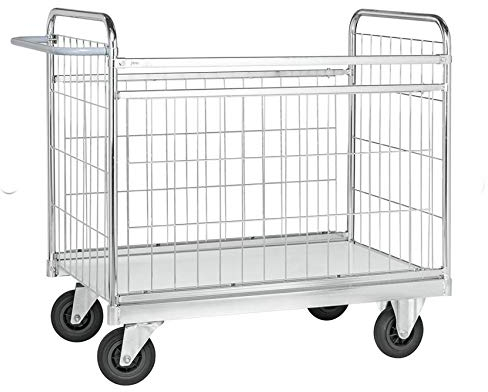 Paketwagen - Gitterwagen - Transportwagen - Lagerwagen mit 2 Bock- und 2 Lenkrollen - Wände leicht zu entfernen - Belastung: 300 kg - Industriequalität (159 x 65 x 102,5 cm)