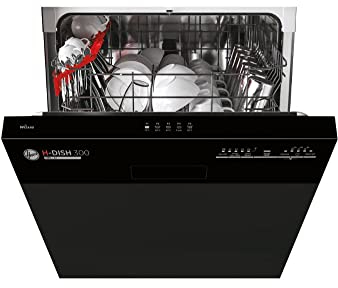 Hoover HDSN 1L380PB-80 Semi-Integrated Fullsize Dishwasher, 13 Place Settings, Black Bezel - F Rated