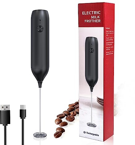 Handheld Coffee Frother, USB Rechargeable Handheld Frother, Adjustable Milk Frother for Cappuccinos, Hot Chocolate, Smoothies, Egg Mix