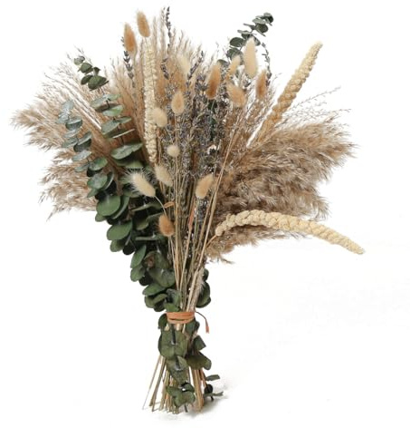 Musunny Dried Flowers Bouquet, 17 Dried Pampas Grass Decor Inc Lavender Eucalyptus DIY Floral Arrangements for Home Office Decoration,Wedding centerpieces