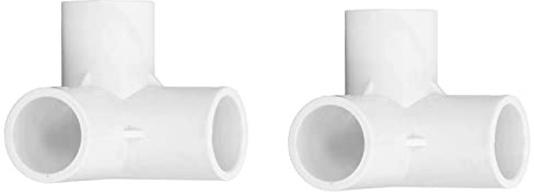 TOP-VIGOR 10 Stück 3-Wege-PVC-Rohrverschraubung, Möbelqualität, 20 mm Größe, T-Eckbeschläge, Weiß