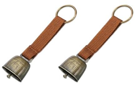 2 Stück kleine Kuhglocke für Hundehalsband, laute Bärenglocken mit Lederknopfriemen, Kuhpferd Schaf Weide Kupferglocken, Haustier Messing Glocken Tracker Geräuschmacher, Bronze Glocke zum (Braun)