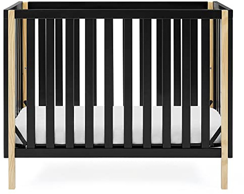 Delta Children Gio Mini Crib with 2.75 Mattress Included, Ebony/Natural
