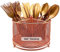 DysanVica 360 Rotating Metal Utensil Caddy - 4 Compartment Silverware Cutlery Holder Fork Spoon Napkin Organizer Flatware Storage Basket Party Countertop Buffet Picnic Camping Outdoor Rose Gold Pink