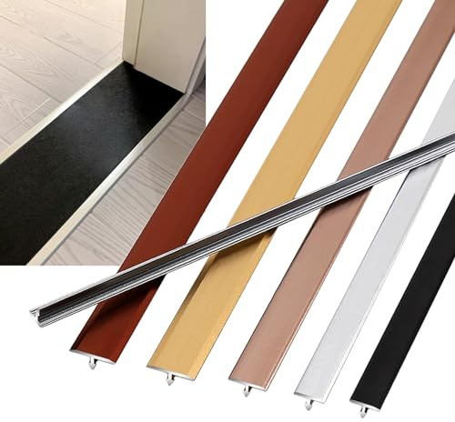 LIYI929GP 90cm Übergangsschiene Übergangsstreifen Für Verbinden Von Bodenspalten, Türkantendekoration Für Türen/Fliesen/Schwellen, Bodenleisten Eloxiert, T Profil Aluminium, Leicht Zu Schneiden