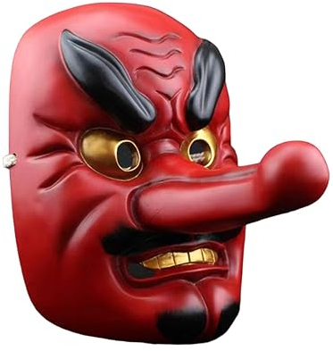GEST Tengu Samurai Oni Maske für Männer, Japanische Traditionelle Dämon Ninja Punk Maske für Halloween Cosplay Requisiten