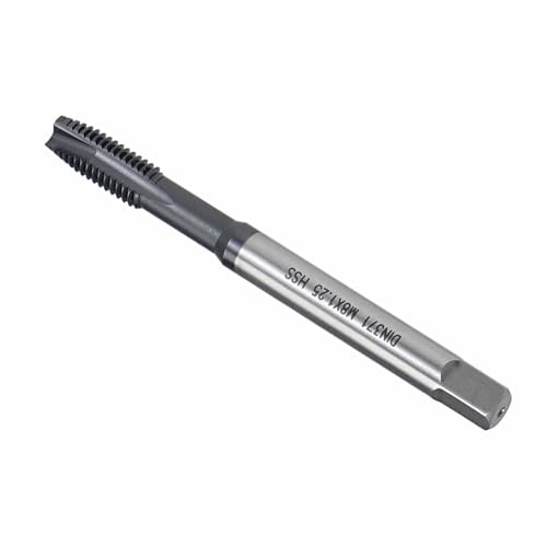 CoCud Machuelo de Espiral Tamaño de Rosca M8x1.25 Machuelo Métrico Recubierto de Ticn de Acero de Alta Velocidad - (Uso: para Taladrar y Roscar Aluminio y Acero Inoxidable)
