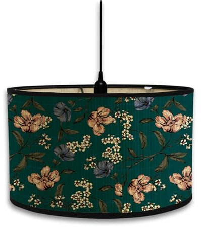 Moderne runder Lampenschirm Trommelform für Tischlampen und Stehlampen Schwarze Pflanzen Hängelampenschirme für Wohnzimmer Küche Schlafzimmer Flure (30 x 30 x 20 cm blau)