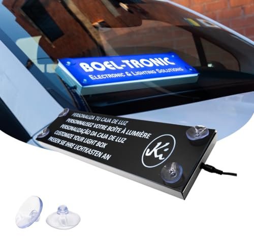 Placa LUMINOSA PERSONALIZADA LED, Luz 12/24 VDC, Barra de iluminación, Letrero para negocios, vehiculo y restaurantes, BOEL-TRONIC (RGB)