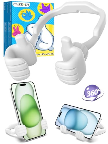 Lustig Geschenke Geschenk Teenager Junge Mädchen Handyhalterung Tisch | Schrottwichteln Geschenke für Männer Frauen Jungs Kinder Geschenk Papa Oma Freundin, Daumen Hoch Handy Ständer 1 Pack Weiß
