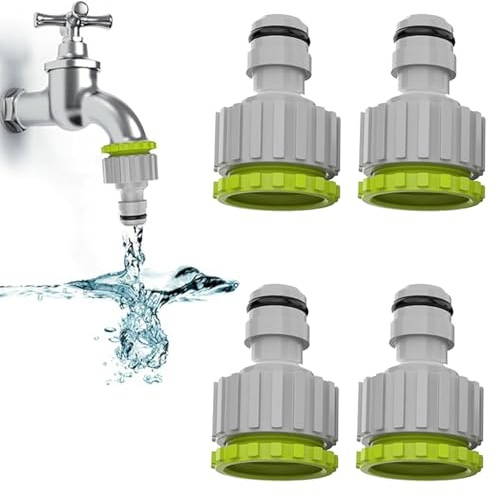 4 Pièces Raccord Tuyau d'Arrosage，2-en-1 Raccord De Robinet1/2” Et 3/4”Connecteur De Robinet，Adaptateur Robinet Set De Raccord De Tuyau pour l'Irrigation De Jardin Enrouleur Embout Tuyau Arrosage