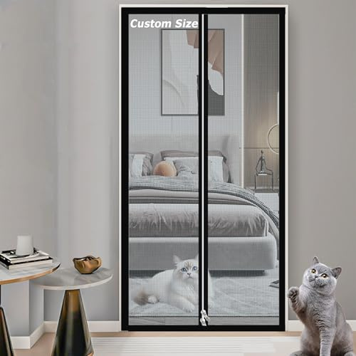 Zanzariera per gatti personalizzata, divisoria autoadesiva, divisoria per gatti in rete, con doppia cerniera, mantiene gli insetti fuori, lascia entrare l'aria fresca (larghezza x altezza: 120 x 240