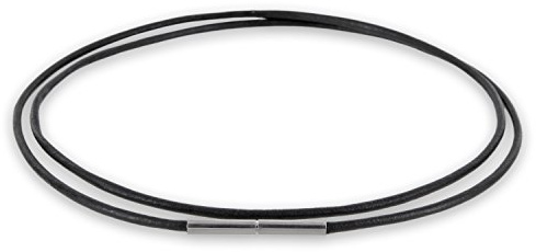 Auroris Echtleder Kette Farbe: schwarz Dicke 1,5mm mit Tunnel-Drehverschluss aus Edelstahl