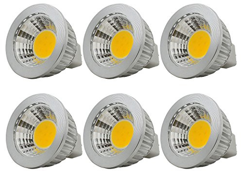 Garselis 6 unités, Ampoule LED MR16/GU5.3 COB Lampe Bulb, 3W / 210lm, DC 12V, Blanc Chaud 2700K, Équivalent à Ampoule Halogène 20W, ø50x52, 90° Angle de faisceau
