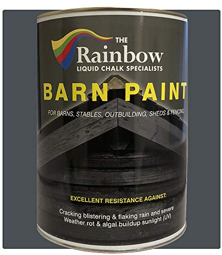 Rainbow Chalk Markers Barn Paint - 2.5L Grey | Matte Water-Based Shed, Barn, Exterior Wall & Wooden Building Paint | Durable Acrylic Coating Prevents Mould & Unlikely to Flake, Crack or Fade