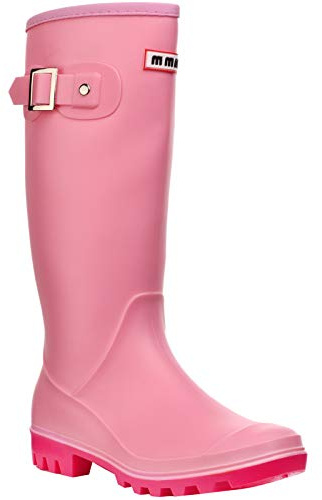 wealsex Moda Botas de Agua Mujer Lluvia Altas Zapatos Impermeables Goma Botas Largas Wellington Botas