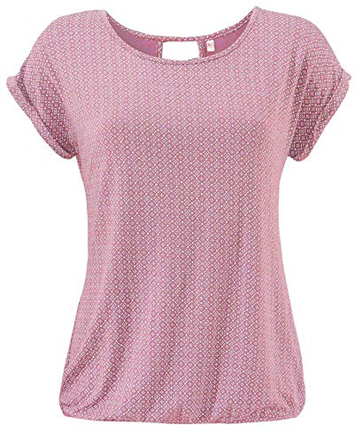 ELFIN Damen T-Shirt Kurzarm Blusen Shirt mit Allover-Minimal Print Lose Stretch Basic Tee
